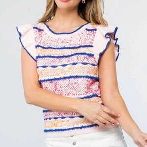 NWT THML Knit Ruffle Sleeve Top